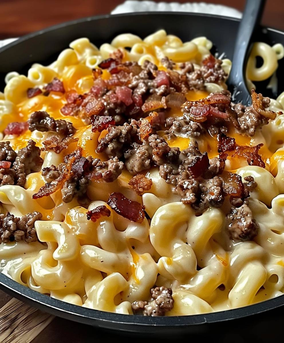 Bacon Cheeseburger Alfredo Pasta
