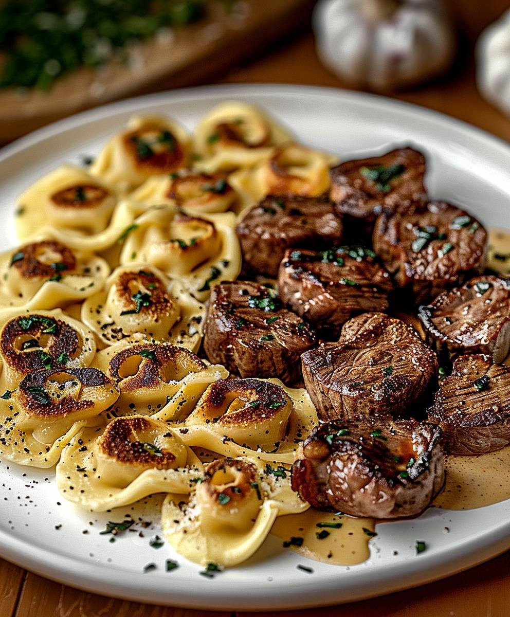 Garlic Butter Steak Tortellini