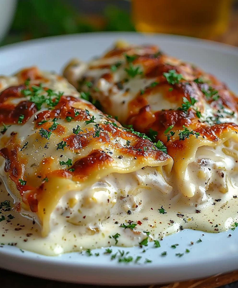Chicken Alfredo Lasagna Rolls