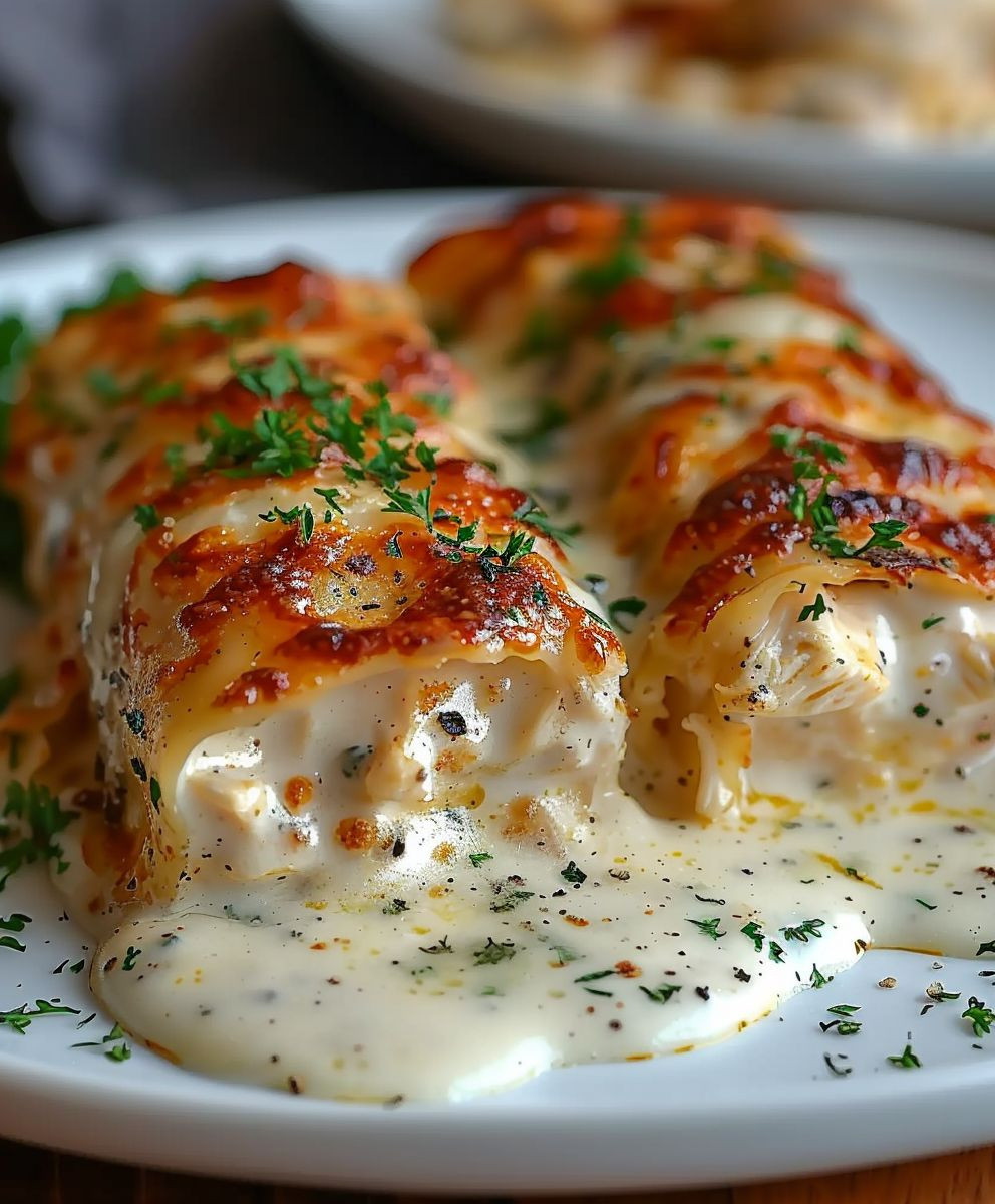 Chicken Alfredo Lasagna Rolls