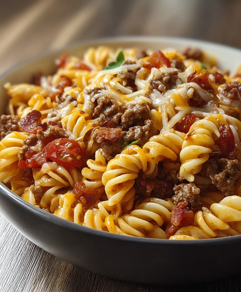 Loaded Beef Bacon Cheeseburger Pasta
