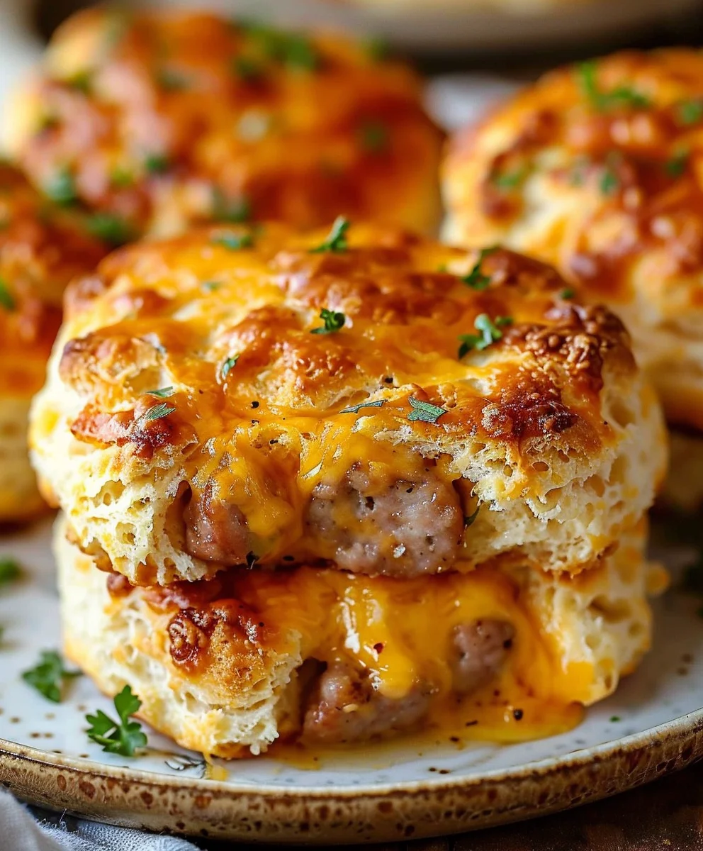 Amazing Beef Sausage Cheese Butter Swim Biscuits!