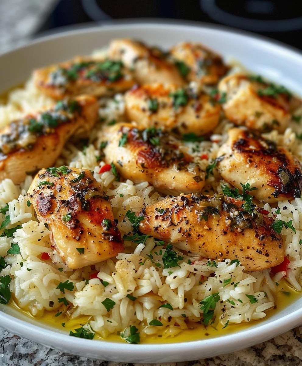 Chicken Scampi With Creamy Garlic Parmesan Rice