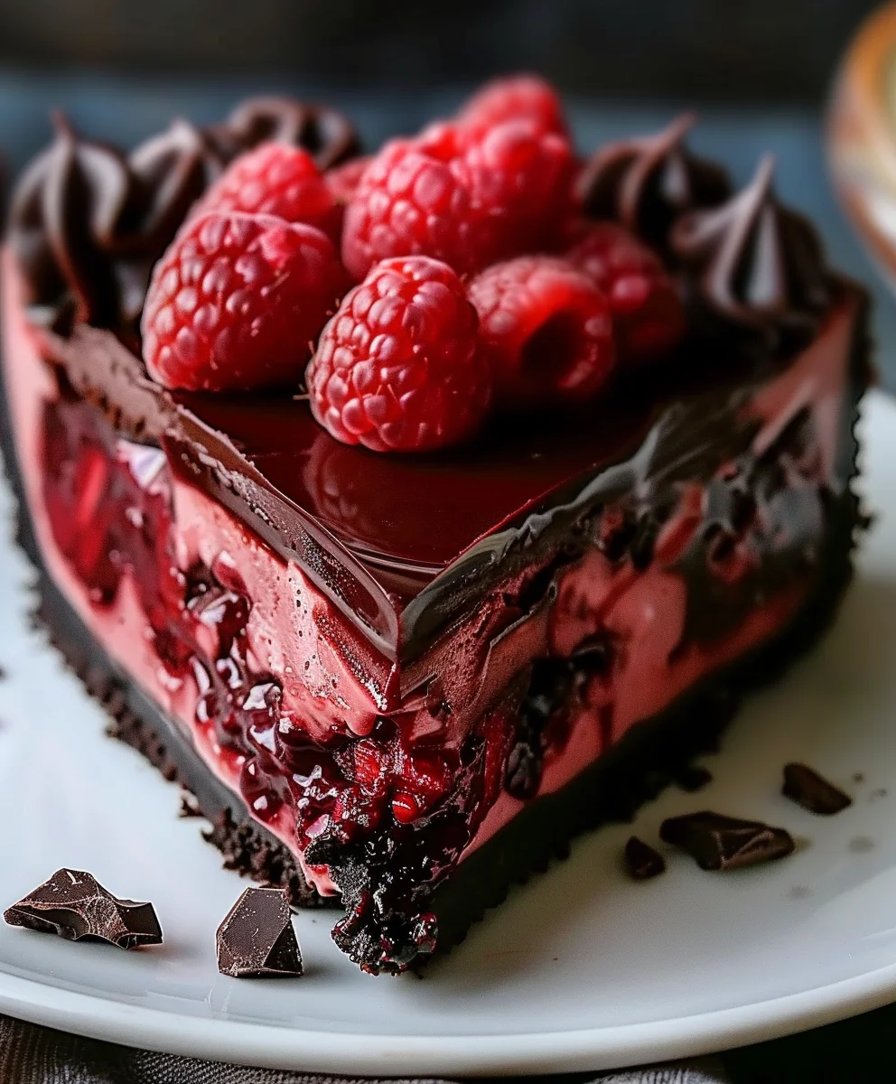 Dark Chocolate Raspberry Cheesecake