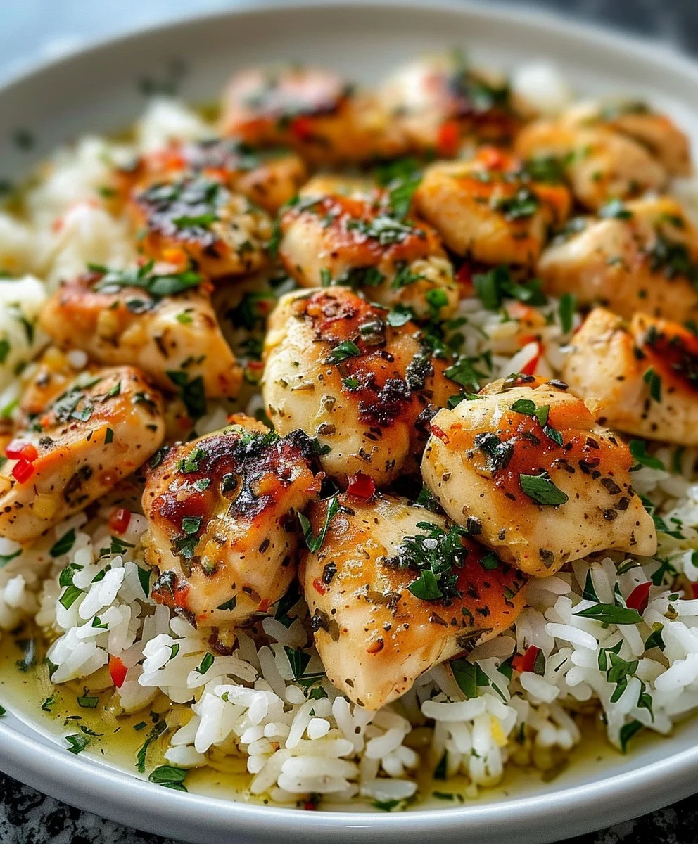 Creamy Chicken Scampi & Garlic Parmesan Rice Recipe
