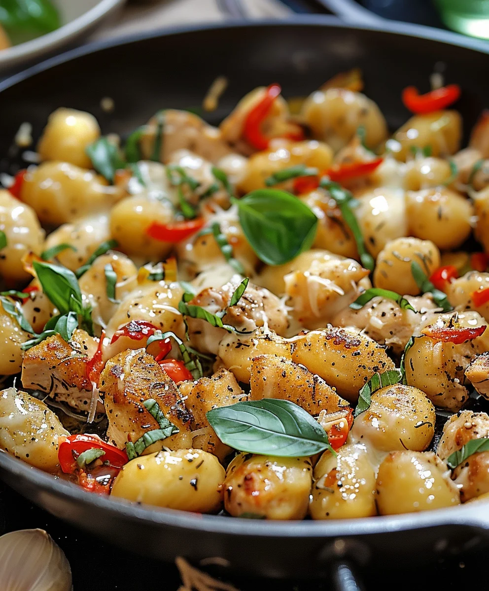Garlic Chicken Gnocchi Skillet: Quick 1-Minute Meal!