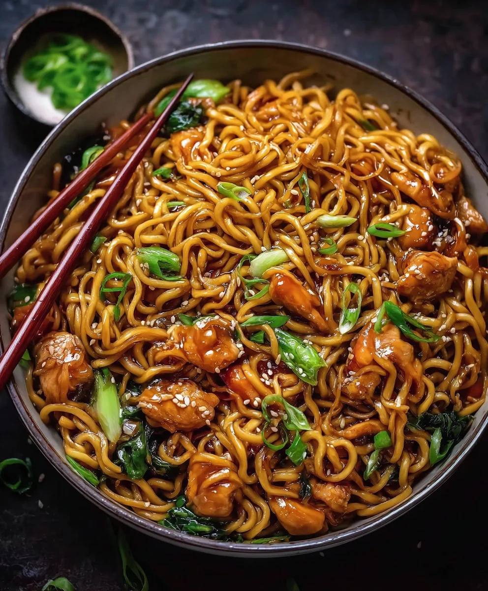 Sticky Garlic Chicken Noodles