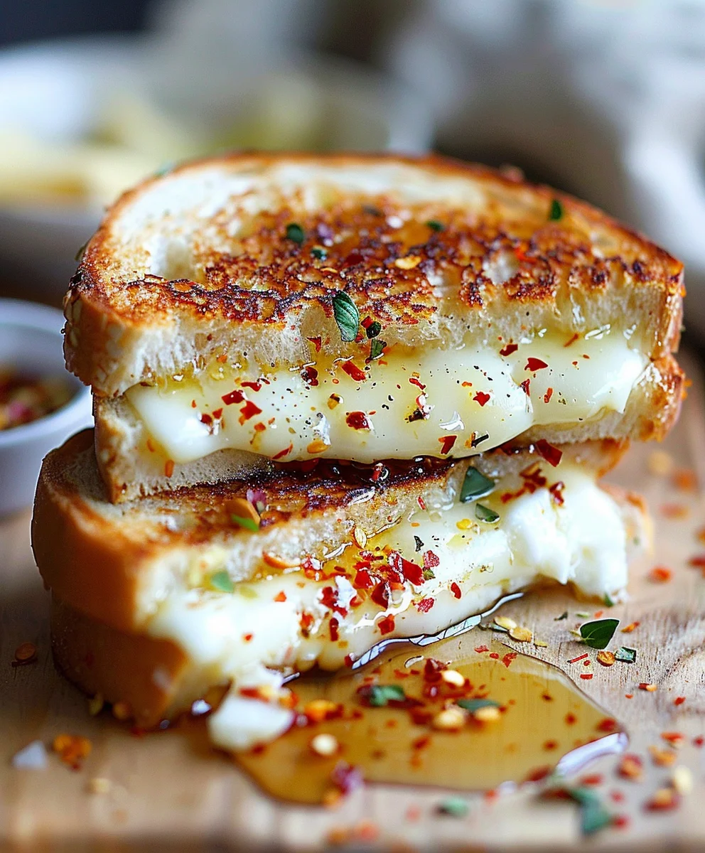 Goat Cheese Grilled Cheese: Sweet, Spicy Honey & Red Pepper