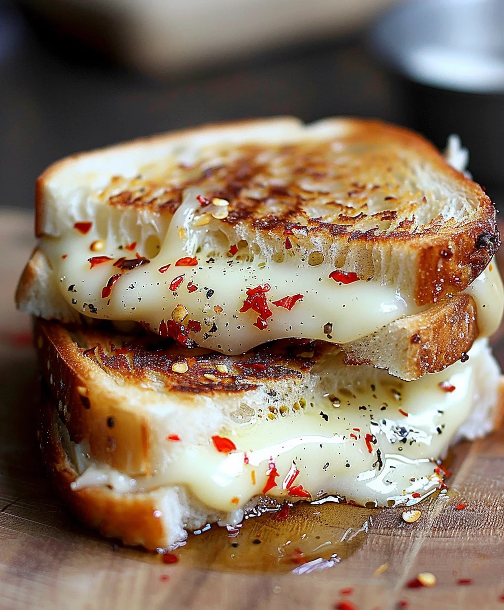 Goat Cheese Grilled Cheese: Sweet, Spicy Honey & Red Pepper