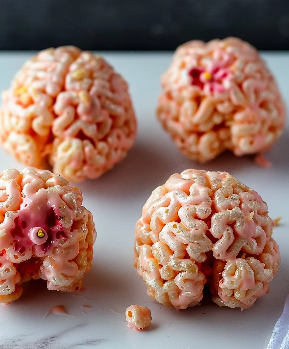Creepy Marshmallow Rice Krispies Halloween Brains Treats