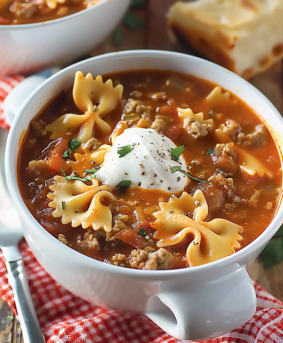 Ultimate Hearty Beef Lasagna Soup with Bow Tie Pasta Recipe