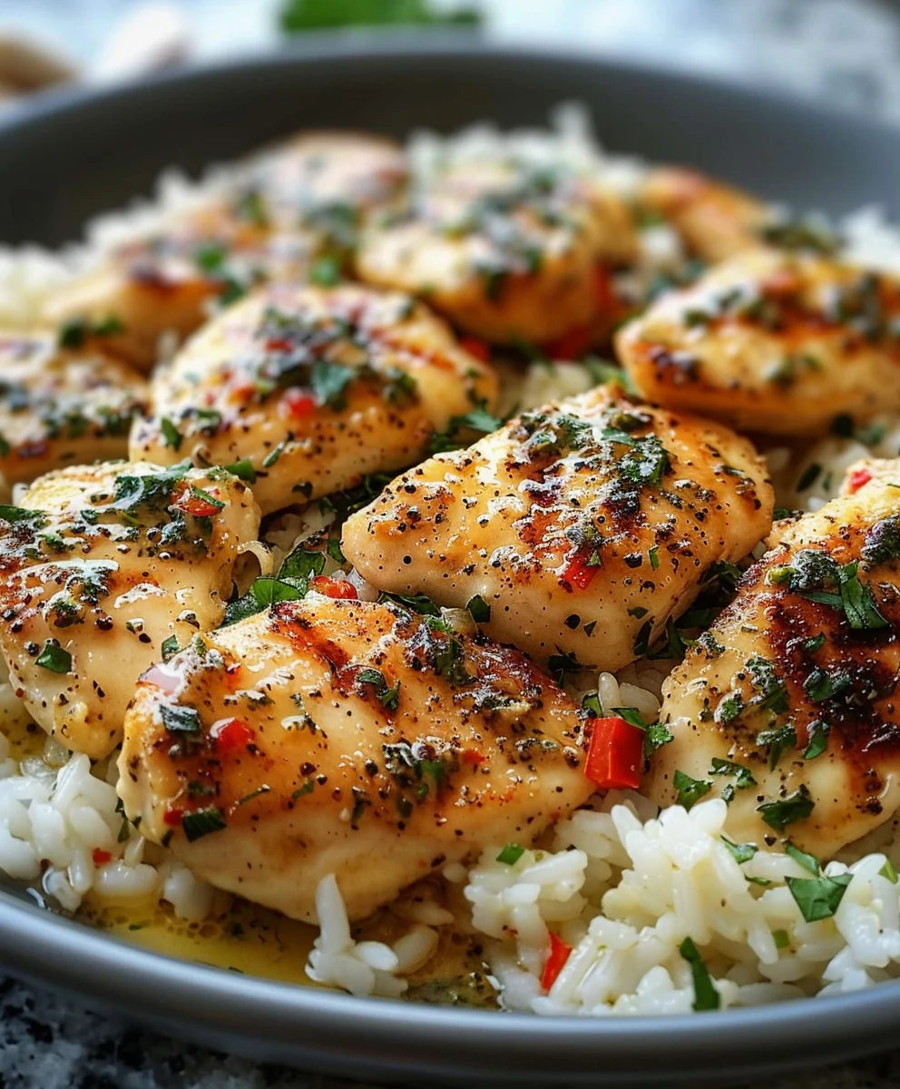 Chicken Scampi With Creamy Garlic Parmesan Rice