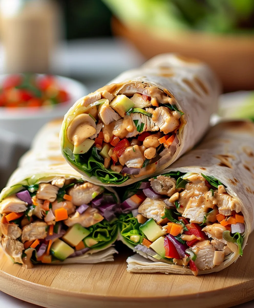Delicious Thai Peanut Chicken Wraps – Easy Weeknight Meal