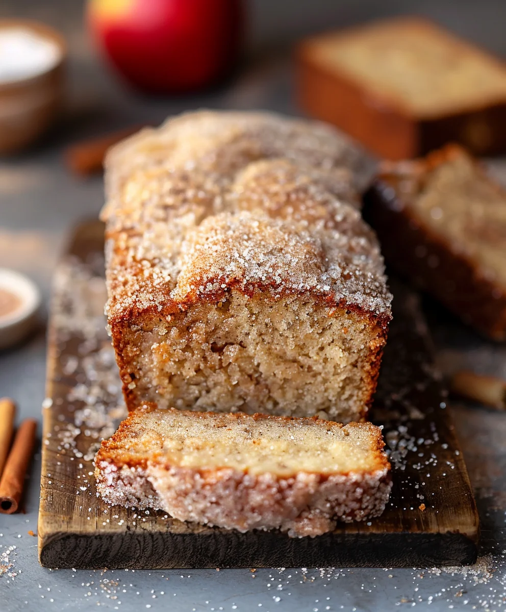 Spiced Apple Cider Donut Loaf with Cinnamon Sugar Crust