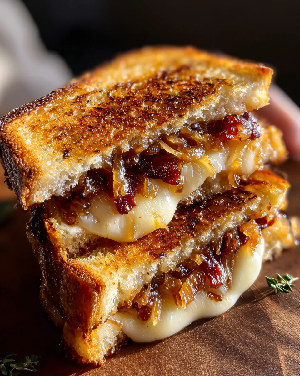 Ultimate Beef Bacon Caramelized Onion Grilled Cheese