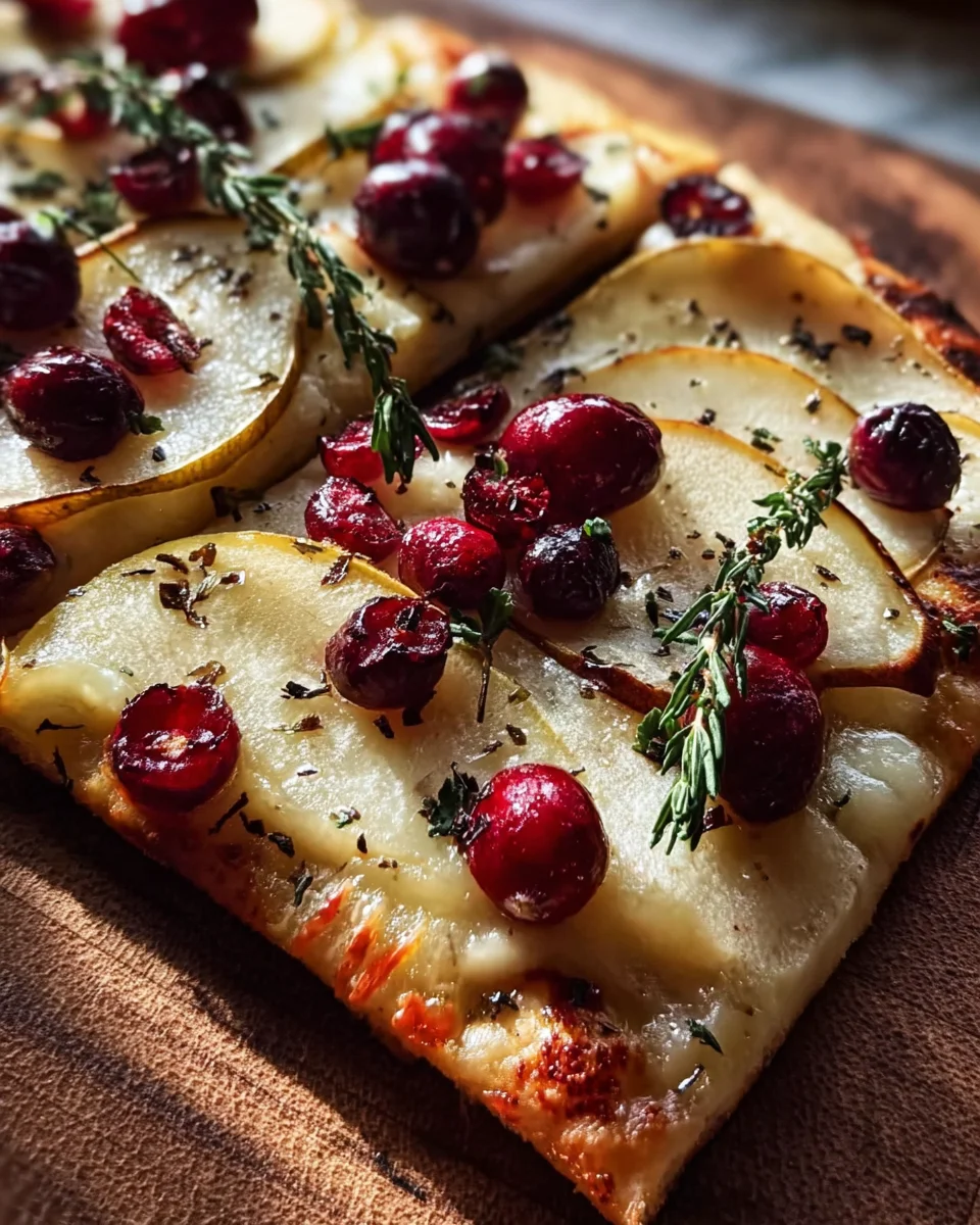 Roasted Pear Cranberry Brie Flatbread – Sweet & Savory!