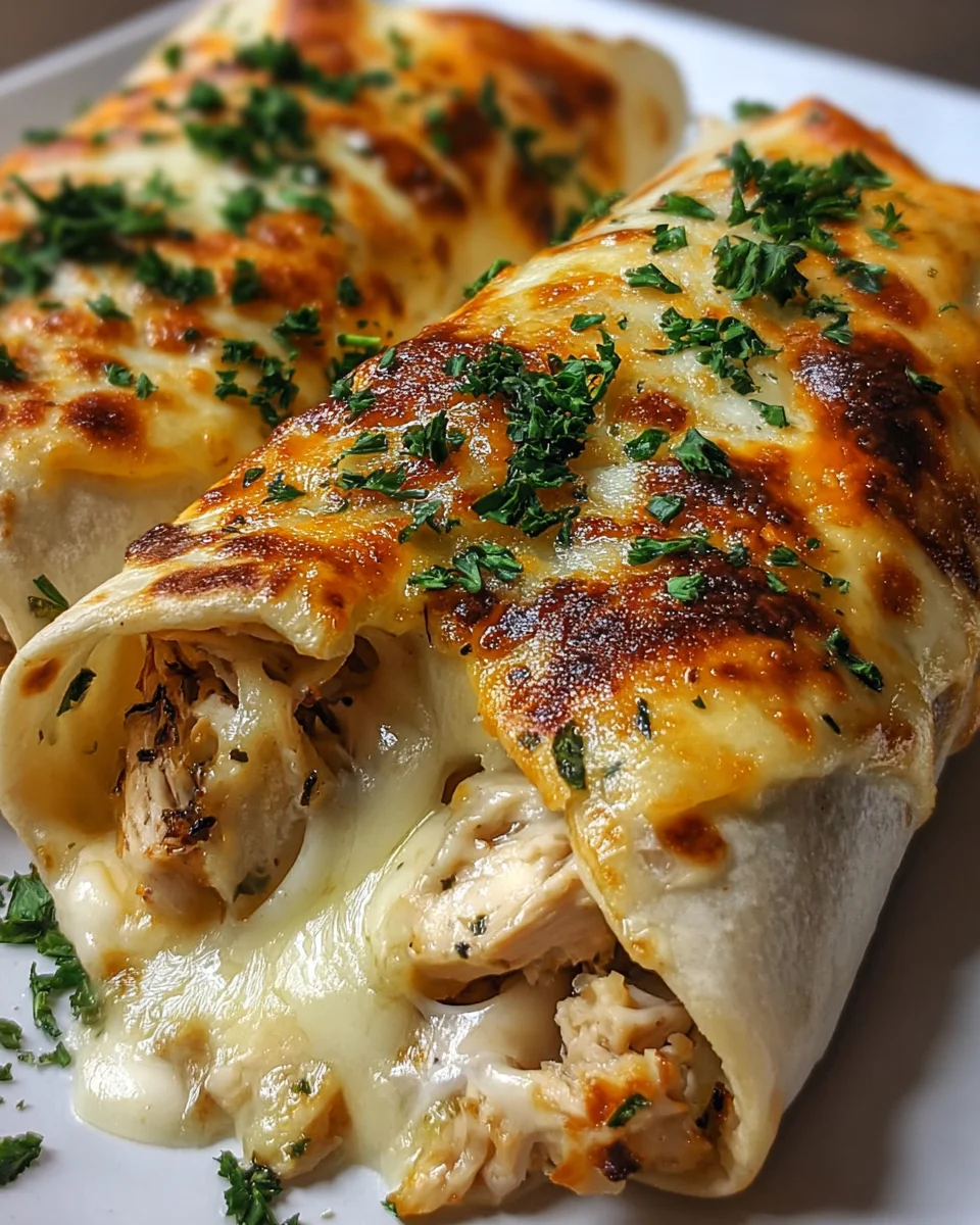Ooey Gooey Cheesy Garlic Chicken Wraps Recipe