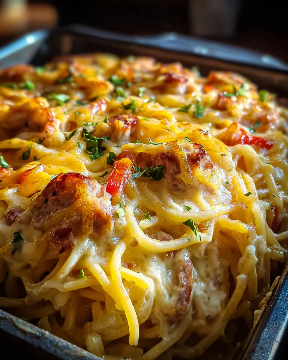 Delicious Creamy Southern Beef Spaghetti Bake Dinner