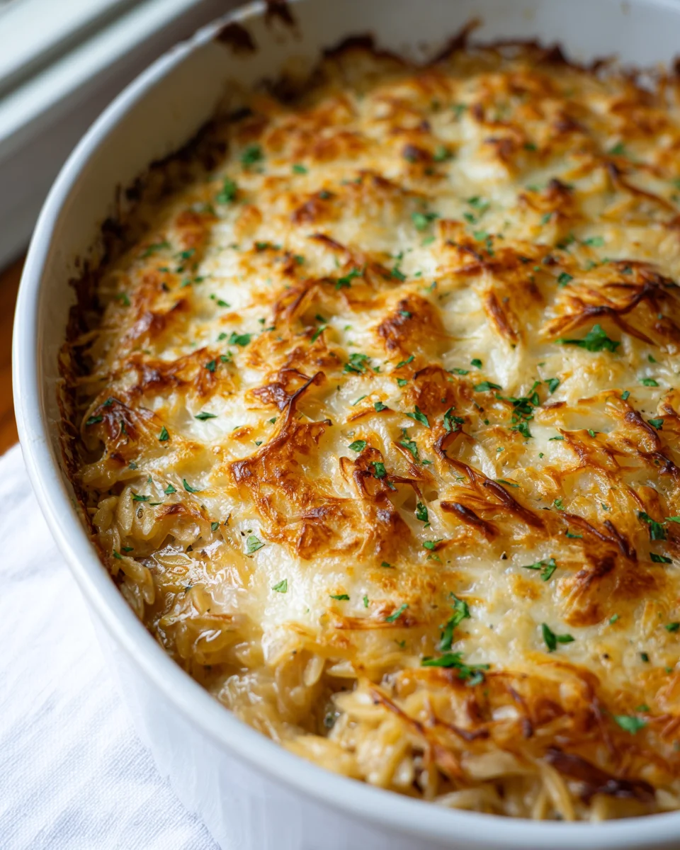 Delicious French Onion Orzo Bake: A Hearty Beef Dish
