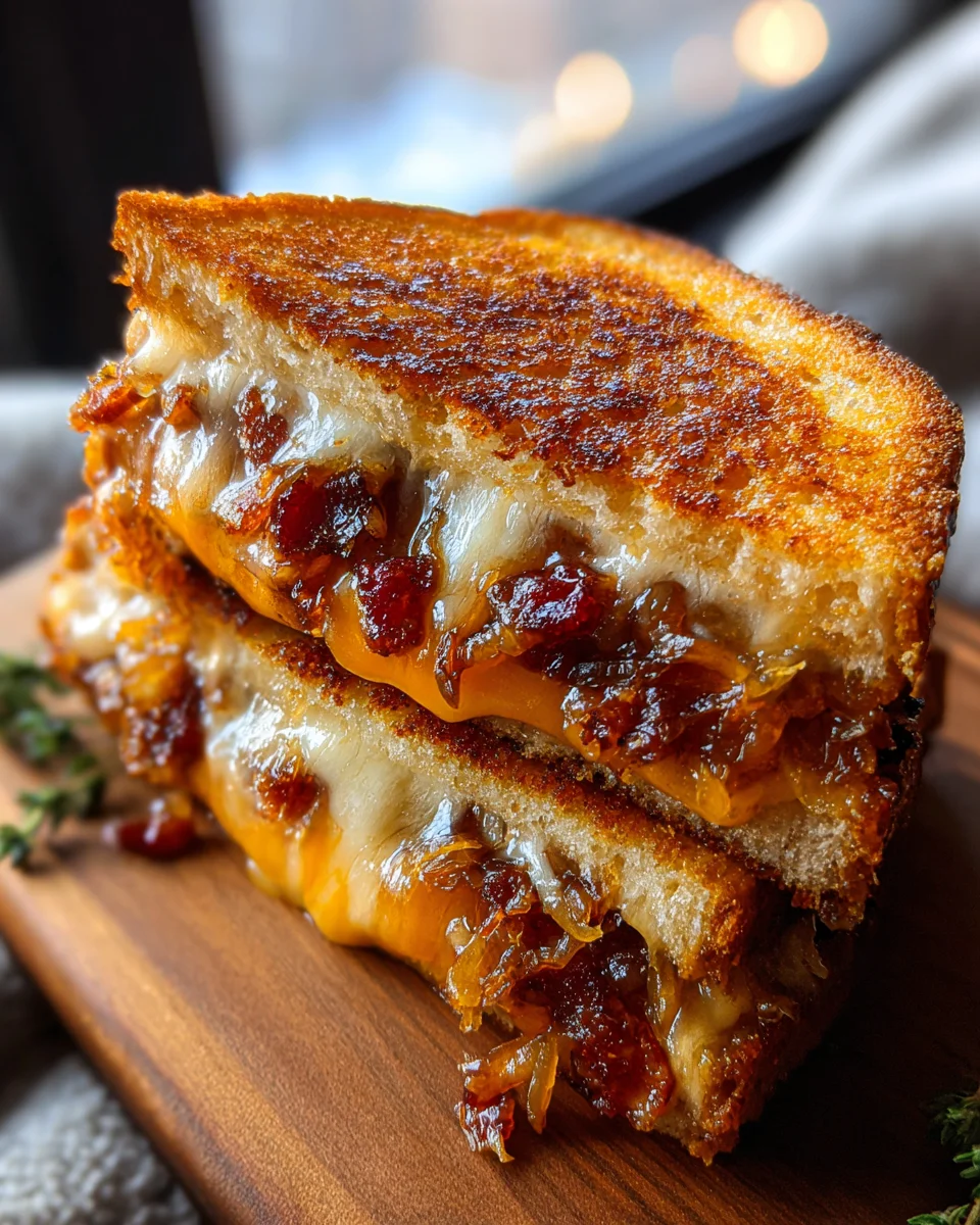 Ultimate Beef Bacon Caramelized Onion Grilled Cheese