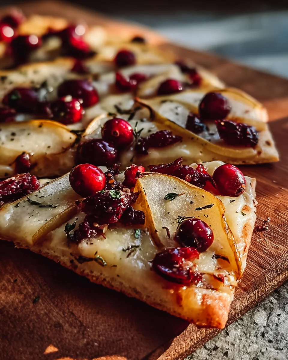 Roasted Pear Cranberry Brie Flatbread – Sweet & Savory!