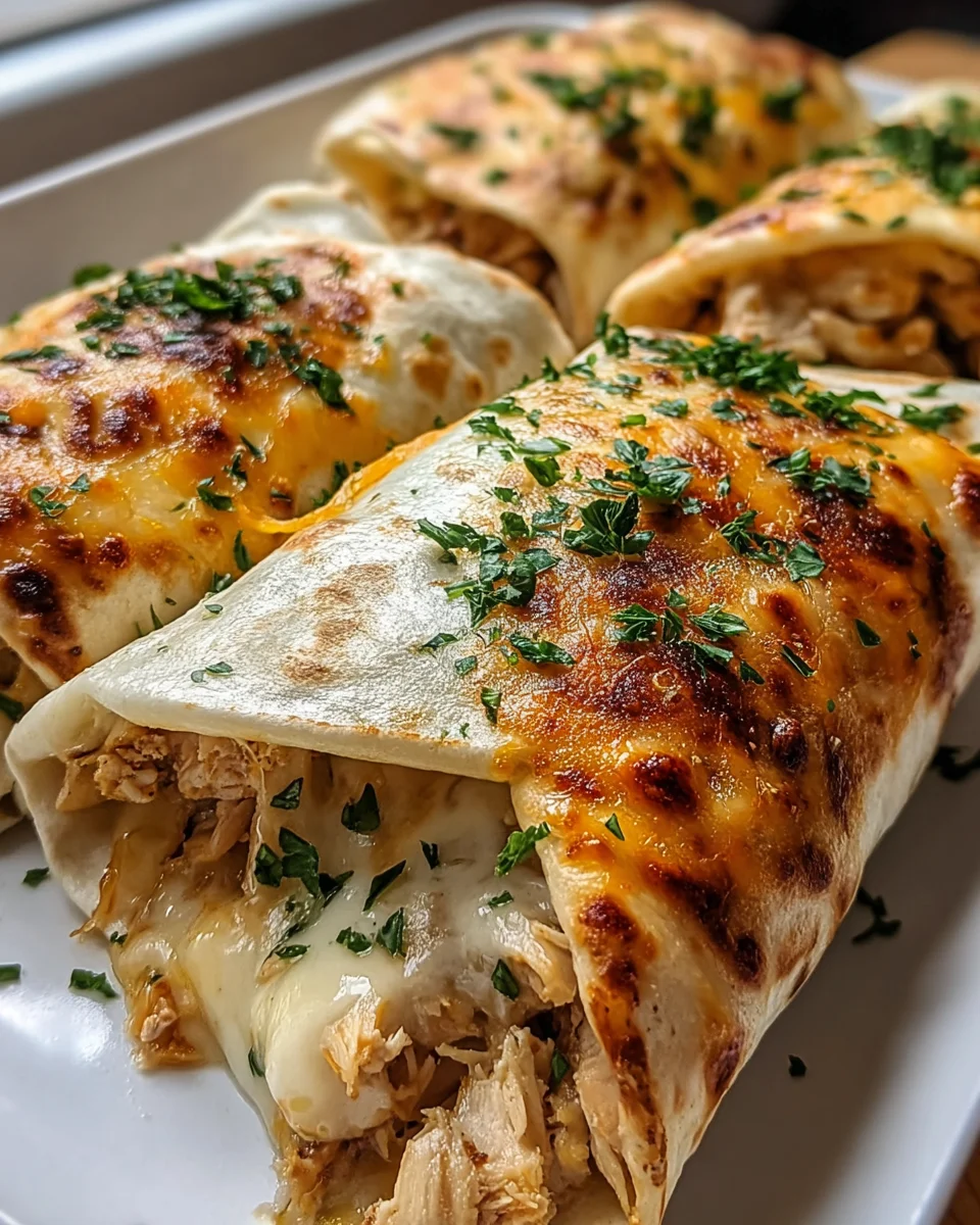 Ooey Gooey Cheesy Garlic Chicken Wraps Recipe