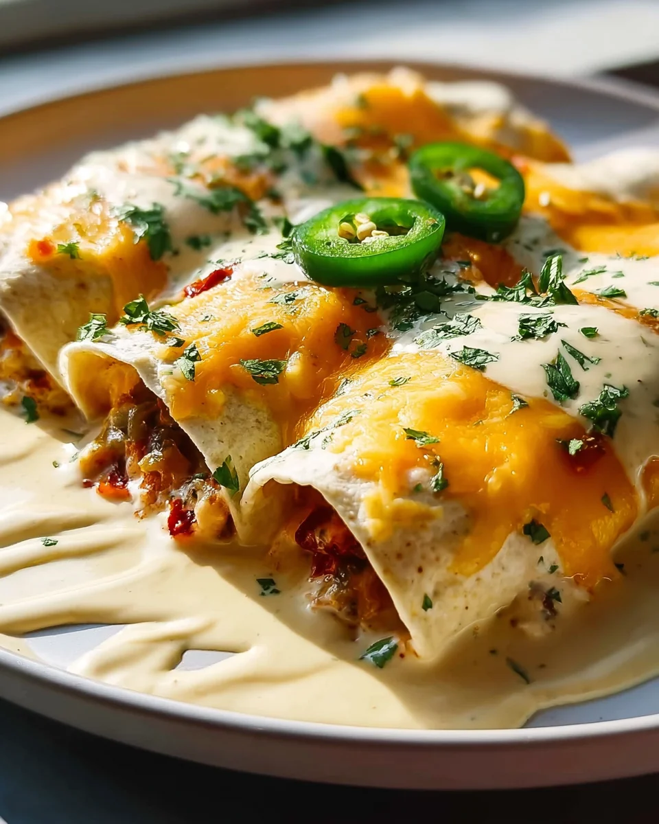 Spicy & Cheesy Jalapeno Popper Chicken Enchiladas