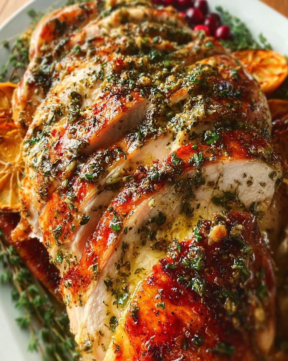 Juicy Roasted Turkey Breast with Flavorful Garlic Herb Butter
