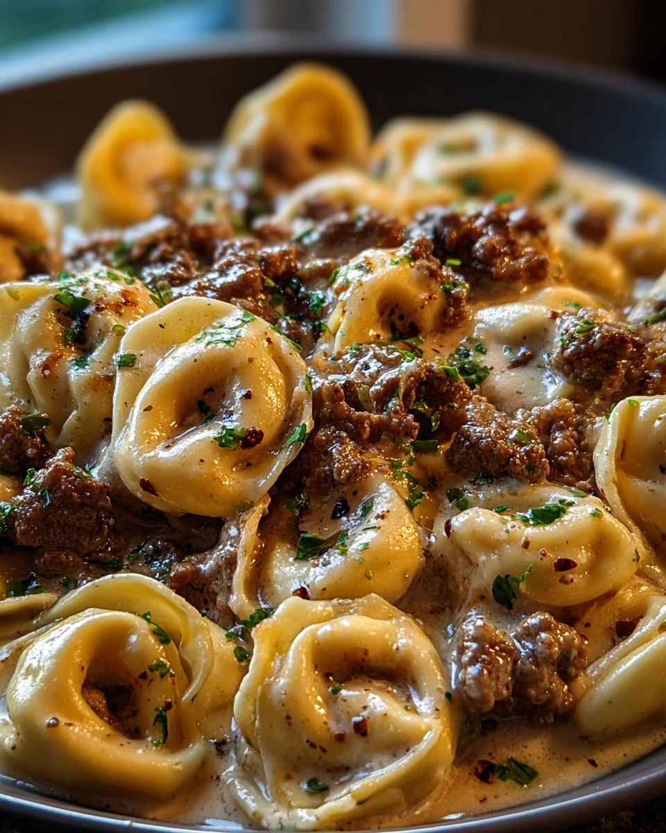 Cheesesteak Tortellini in Rich Provolone Sauce