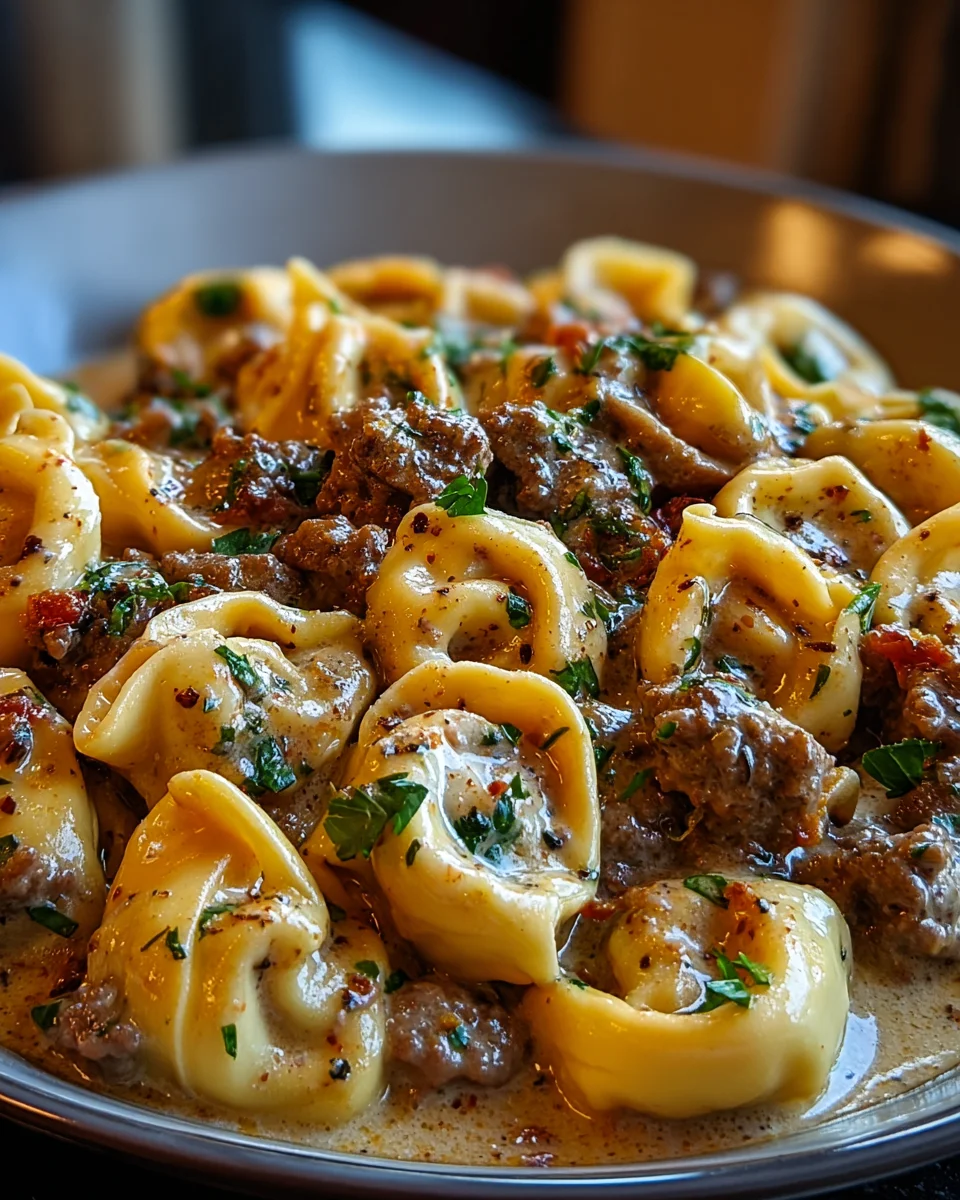 Cheesesteak Tortellini in Rich Provolone Sauce