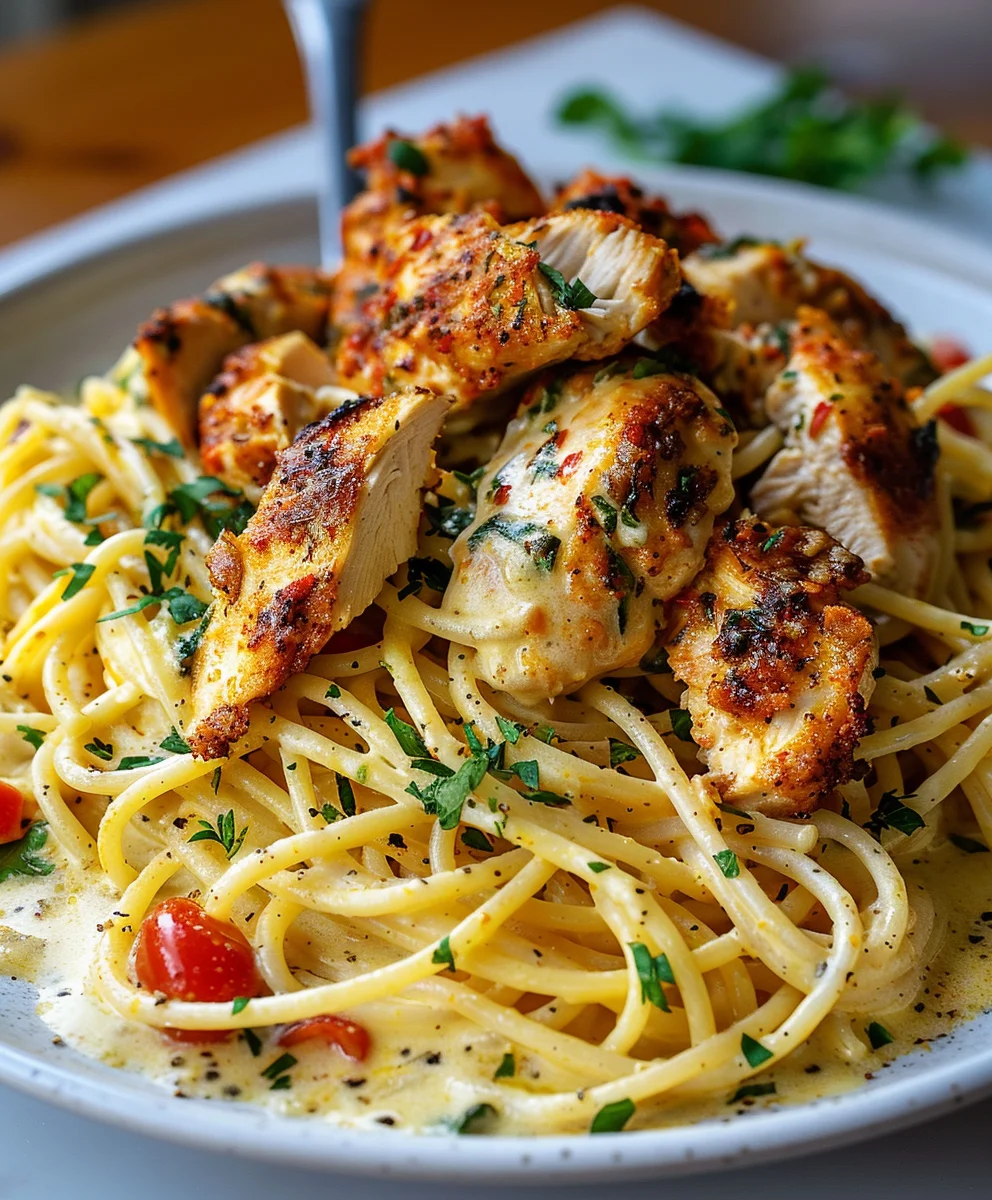 Creamy Cajun Chicken Spaghetti with Garlic