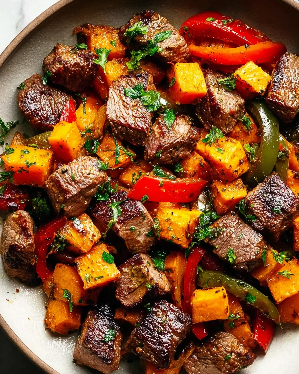 Ultimate Steak Bites, Sweet Potatoes & Peppers Recipe!