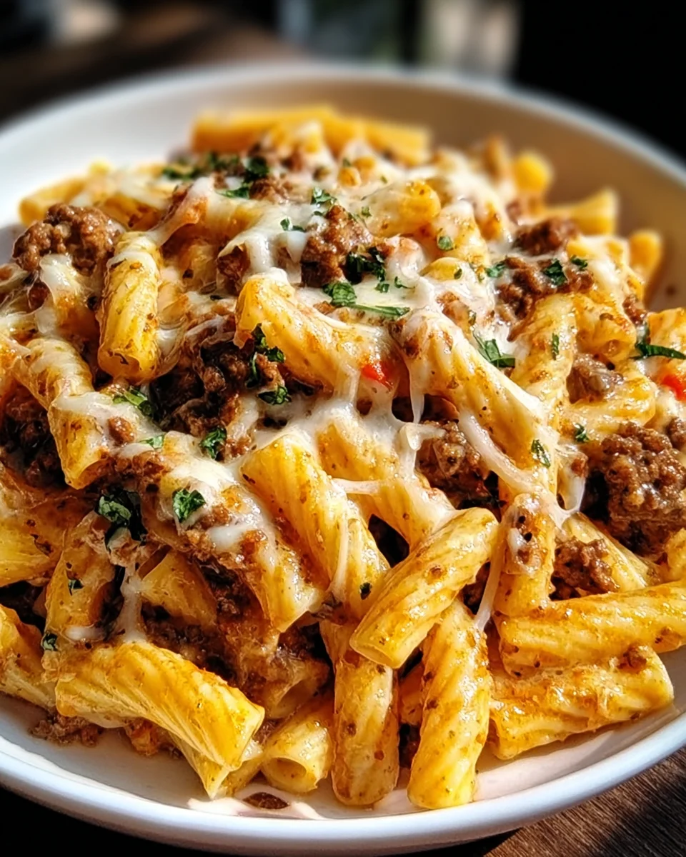 Creamy Crockpot Cheesy Ranch Beef Pasta - Easy Dinner