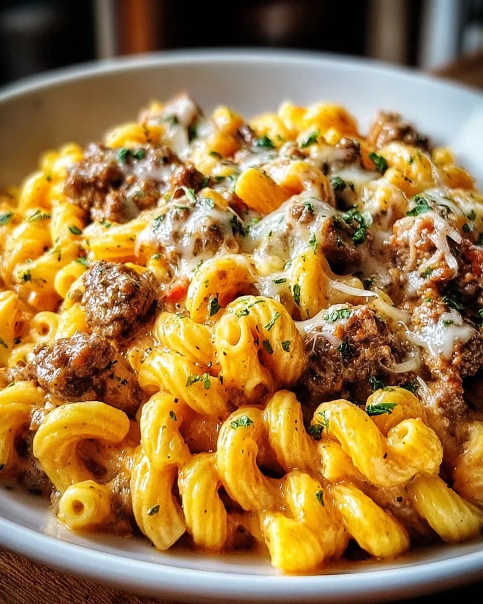 Creamy Crockpot Cheesy Ranch Beef Pasta - Easy Dinner