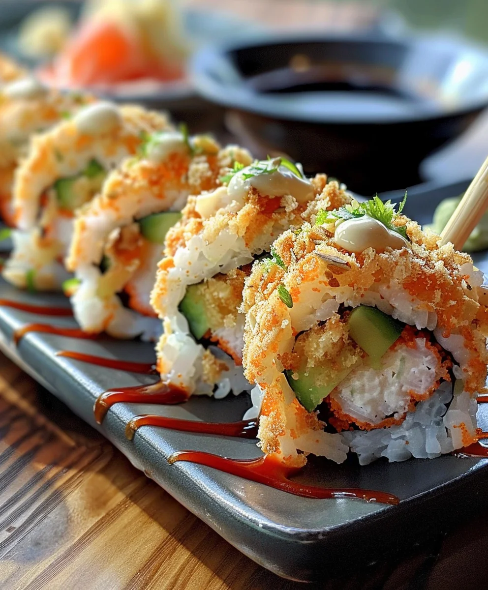 Homemade California Crunch Roll Sushi