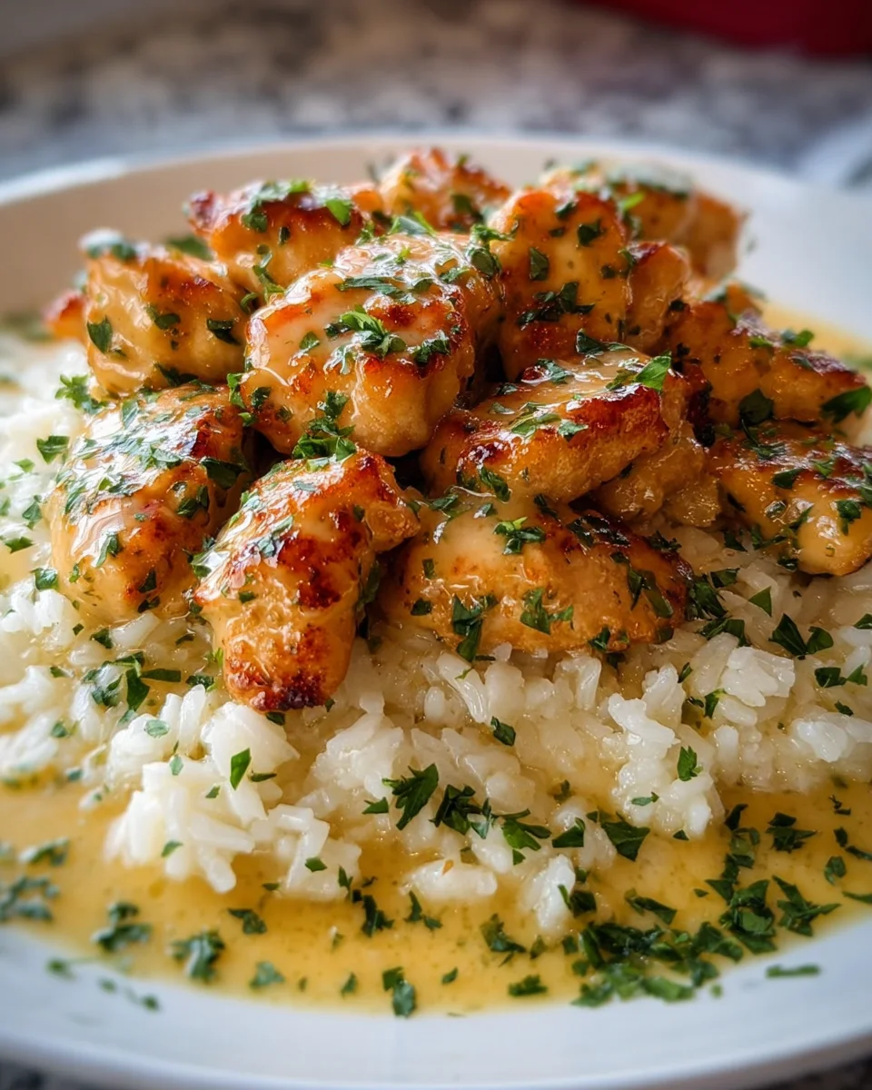 Delicious Chicken Scampi with Creamy Garlic Parmesan Rice