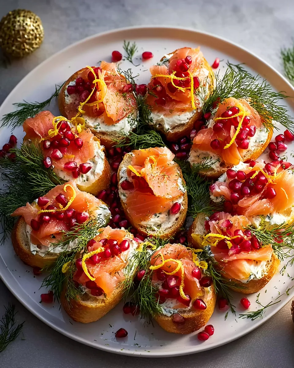 Christmas Smoked Salmon Bruschetta Wreath - Festive Appetizer