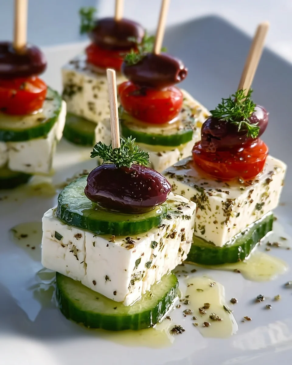 Refreshing Feta Cucumber Skewers - Perfect Appetizer!