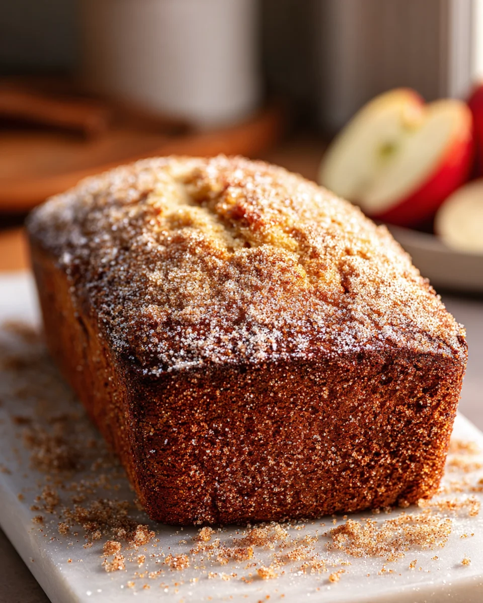 Spiced Apple Cider Donut Loaf with Cinnamon Sugar Crust