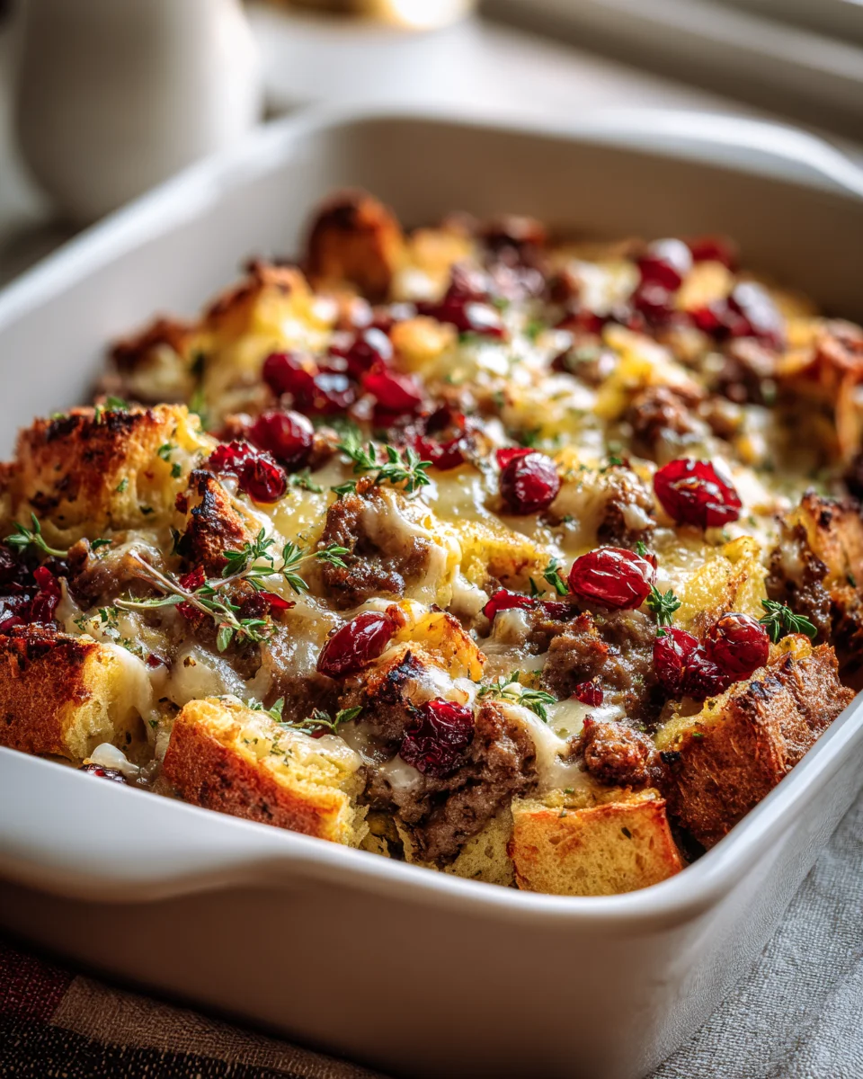 Cranberry Sausage Stuffing Breakfast Casserole Delight Recipe
