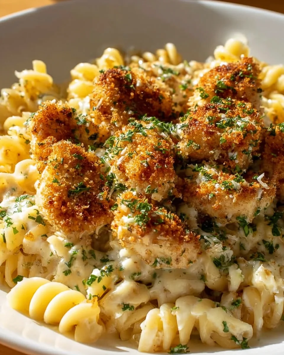 Garlic Parmesan Chicken Bites with Creamy Rotini Recipe
