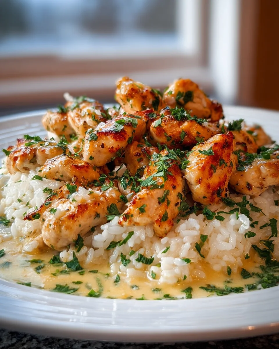 Delicious Chicken Scampi with Creamy Garlic Parmesan Rice