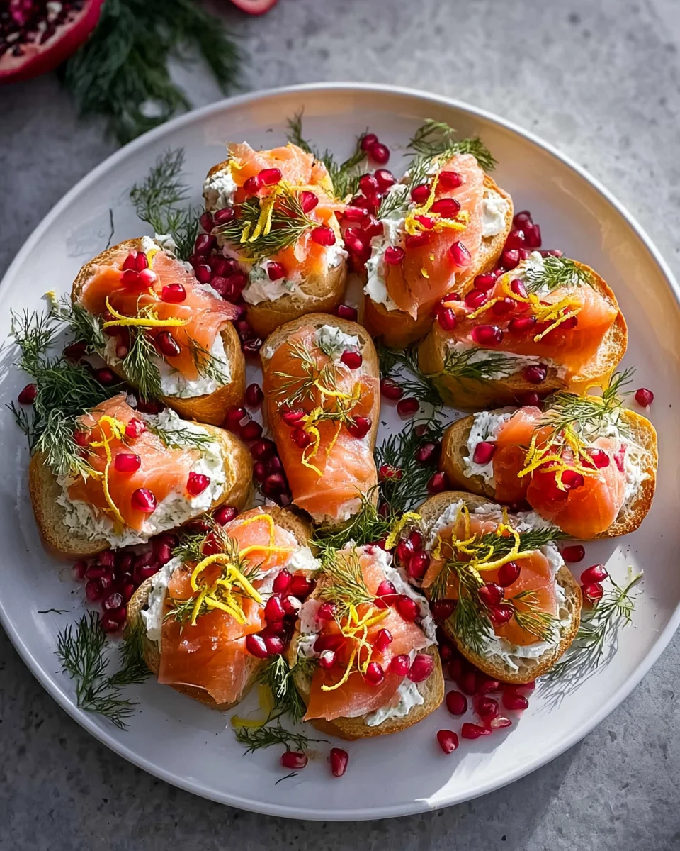 Christmas Smoked Salmon Bruschetta Wreath - Festive Appetizer