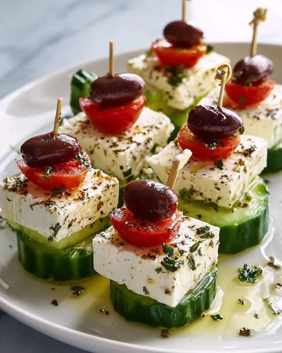 Refreshing Feta Cucumber Skewers - Perfect Appetizer!
