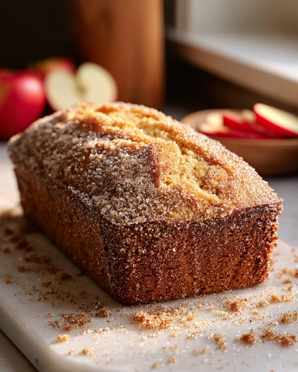Spiced Apple Cider Donut Loaf with Cinnamon Sugar Crust
