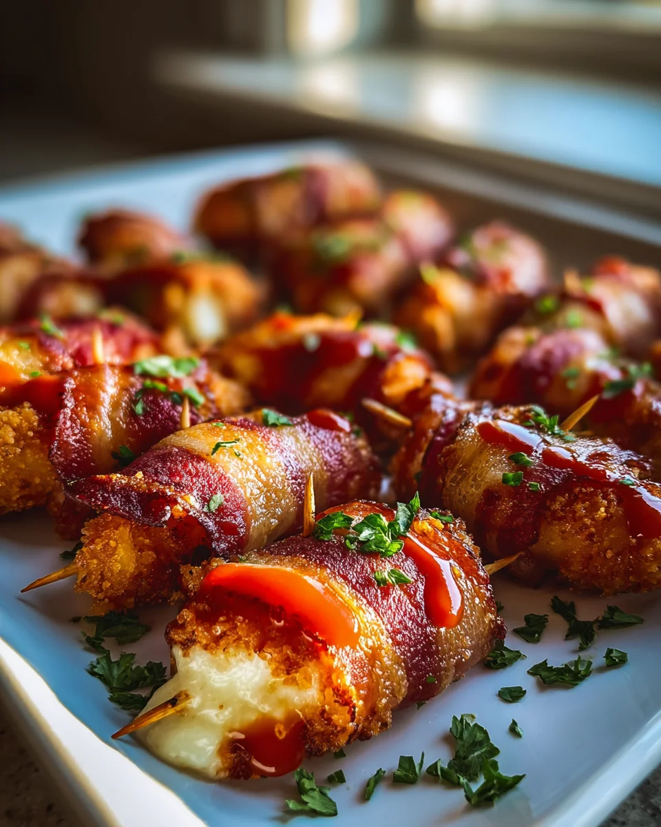 Spicy Nashville Hot Beef Bacon-Wrapped Mozzarella Sticks