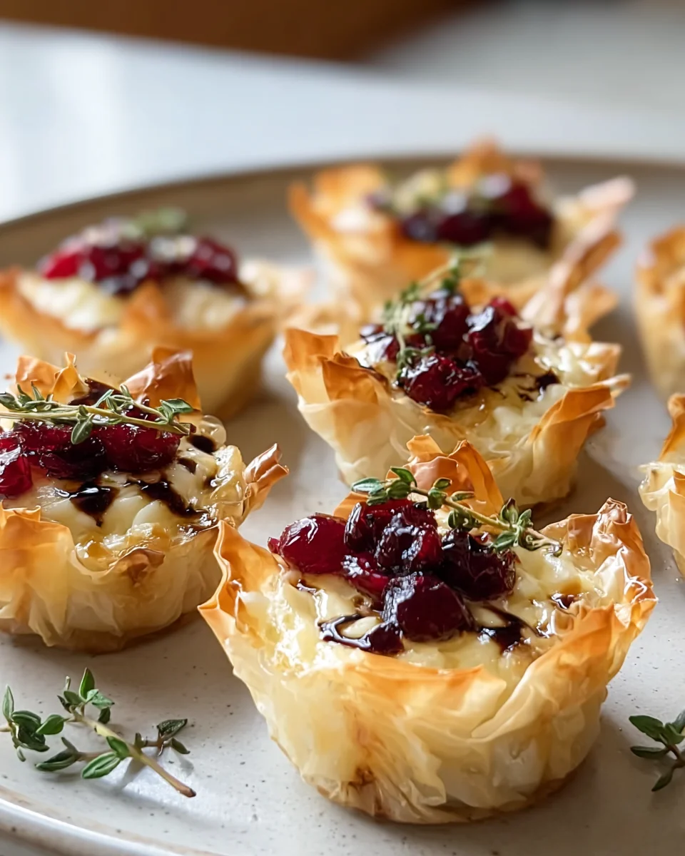 Cranberry Brie Thyme Phyllo Cups
