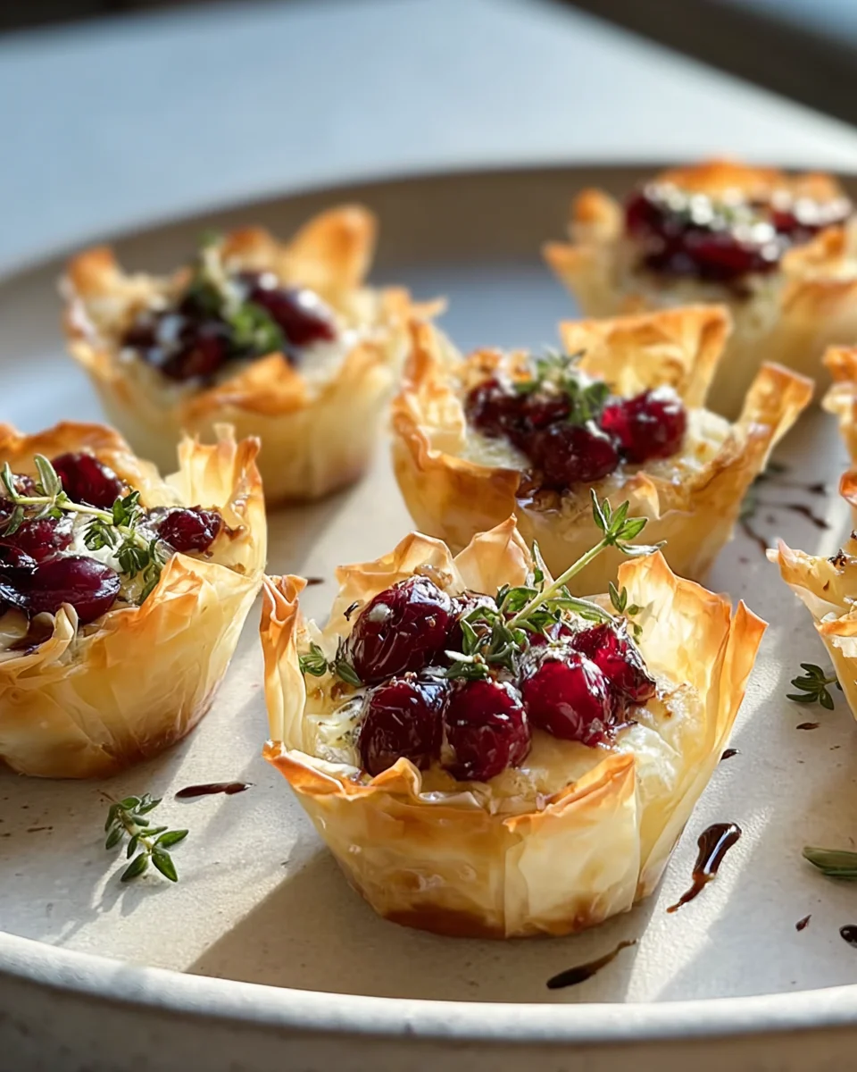 Cranberry Brie Thyme Phyllo Cups: Festive Sweet & Savory Treats