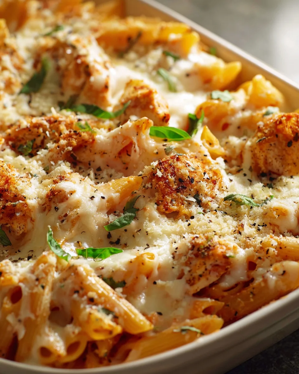 Dump And Bake Chicken Parmesan Casserole
