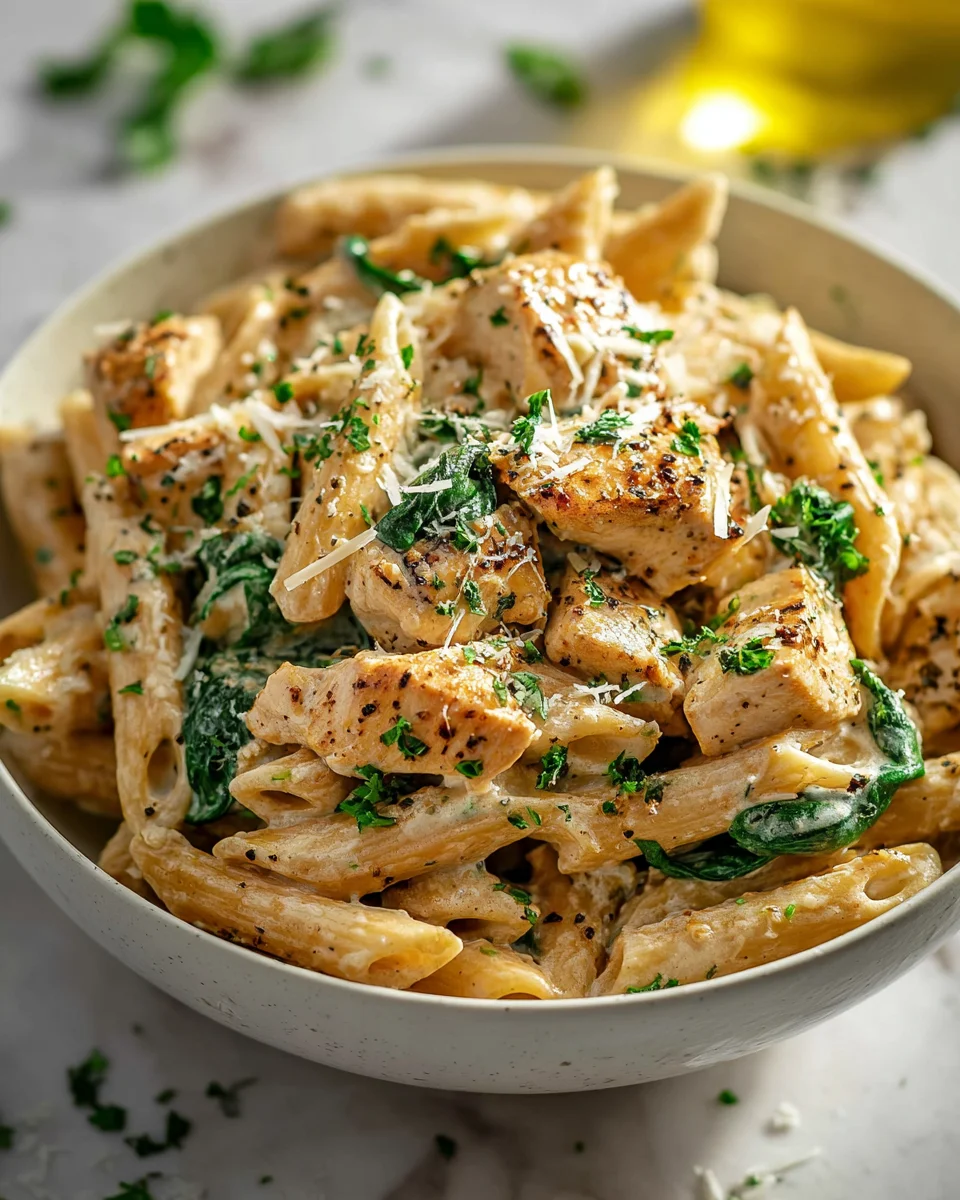 Healthy Garlic Parmesan Chicken Pasta